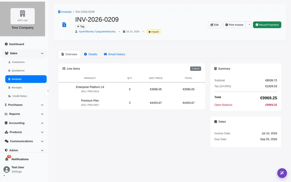 Logario invoice